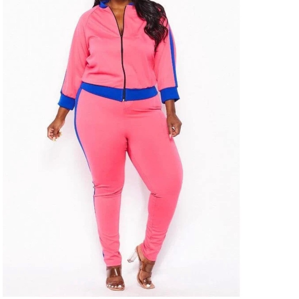 Women's Pink and Blue Tracksuit